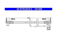 Flexible de frein ATE 331309 pour AUDI SEAT VOLKSWAGEN