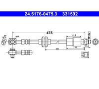 ATE 24.5176-0475.3 Flexible de frein pour CHEVROLET,OPEL,VAUXHALL