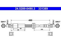 ATE 24.5289-0490.3 Flexible de frein pour VW