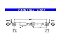 Flexible de frein 24.5289-0490.3 ATE pour VW CADDY III Monospace