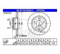 ATE 2x Disque Arrière 2610 Plein pour Mazda Premacy CP 626 V 24.0110-0234.1