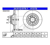 ATE 2x Disque Arrière 3020 Plein pour Audi A6 Toute Route 4FH C6 24.0112-0176.1
