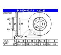ATE 2x Disque Avant 2360 Ventilé pour Chevrolet Étincelle M300 24.0120-0227.1