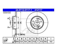 ATE 2x Disque Avant 2840 Plein pour Mercedes-Benz Saloon W124 24.0112-0117.1