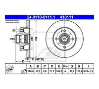 ATE 2X Disque De Frein Arrière 2260 Complet Pour VW Golf III 1H1 19E 1G1 1E7