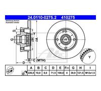 ATE 2X Disque De Frein Arrière 2260 Complet Pour VW Golf III 1H1 19E 1G1 1E7