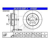 ATE 2X Disque De Frein Arrière 2580 Complet Pour Hyundai IX20 JC KIA Venga YN