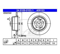 ATE 2X Disque De Frein Arrière 2780 Complet Pour Mercedes-Benz SL R129 190 W201