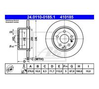 ATE 2X Disque De Frein Arrière 2790 Complet Pour Mercedes-Benz SL R107 Saloon