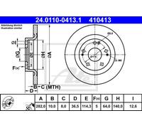 Disque de frein ATE 24.0110-0413.1 pour HONDA CIVIC X Saloon (FC_) 1.5 2016-2022