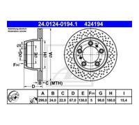 ATE 2X Disque De Frein Arrière 2990 Perforé/Intérieur Pour Porsche Boxster
