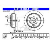 ATE 2X Disque De Frein Arrière 3020 Complet Pour Honda CR-V III RE_ RE RM_