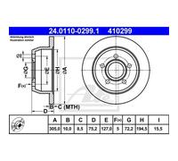 ATE 2X Disque De Frein Arrière 3050 Complet Pour Jeep Grand Cherokee II WJ WG
