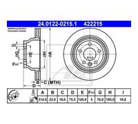 ATE 2X Disque De Frein Arrière 3140 Ventilé Pour VW Multivan V 7HM 7HN
