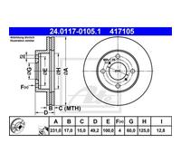 ATE 2X Disque De Frein Avant 2310 Ventilé Pour Suzuki Alto HA24 Wagon R+
