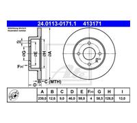 ATE 2X Disque De Frein Avant 2390 Complet Pour Alfa Romeo 33 907A 905 Alfasud