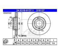 ATE 2x Disque de Frein Avant 2390 Ventilé pour VW Polo 9N_ Fox 5Z1 5Z3