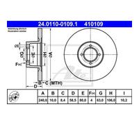 ATE 2X Disque De Frein Avant 2400 Voll Pour BMW 2E E10 115 116 118 121