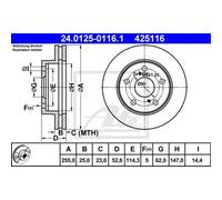 ATE 2X Disque De Frein Avant 2550 Ventilé Pour Toyota Previa _R1_ _R2_
