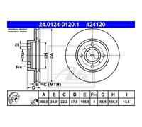 ATE 2X Disque De Frein Avant Ø260Mm Ventilé Pour Ford Mondeo I Break BNP BAP EC