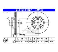 ATE 24.0124-0132.1 Disque de frein