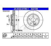 ATE 2X Disque De Frein Avant 2700 Ventilé Pour Mercedes-Benz Vaneo 414