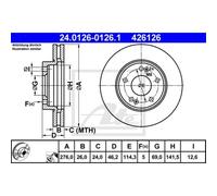ATE 2x Disque de Frein Avant 2760 Ventilé pour Hyundai Santa Fé I Sm