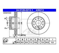 ATE 2x Disque de Frein Avant 2800 Ventilé pour Fiat Ducato Boîte 250