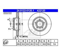 ATE 2X Disque De Frein Avant Ø280Mm Ventilé Pour Audi 100 44 44Q C3 85 43