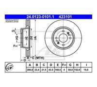 ATE 2X Disque De Frein Avant Ø280Mm Ventilé Pour Saab 900 I Cabriolet AC4 AM4