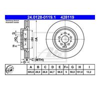 ATE 2X Disque De Frein Avant 3050 Ventilé Pour Alfa Romeo Spider 916S