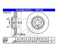 ATE Disque de frein Power Disc 24.0328-0123.1 pour VOLVO S80 I – 1 pièce