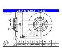 ATE 2x Disque de Frein Avant Ø320 MM Ventilé pour Nissan X-Trail T32_ 1.6 DCI
