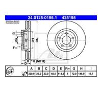 ATE 2X Disque De Frein Avant 3200 Ventilé Pour Mazda 3 BL BK 24.0125-0195.1