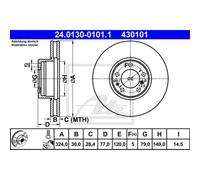 ATE 2X Disque De Frein Avant 3240 Ventilé Pour BMW 7E E38 E32 8E E31 E39