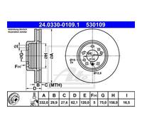 Disque de frein ATE PowerDisc 24.0330-0109.1, 1 pièce