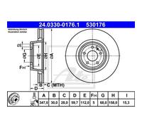 ATE 2x Disque de Frein Avant 3470 Ventilé pour Audi A6 Toute Route 4FH C6