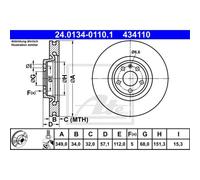 ATE 2x Disque de Frein Avant Ø349 MM Ventilé pour Audi A4 8W5 B9 2.0 Tdi 35