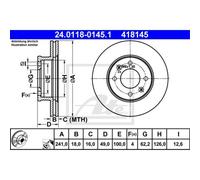 ATE 2x Disque Frein Avant 2410 Ventilé pour Hyundai i10 Ba Ia I10 24.0118-0145.1