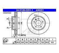 ATE 2x Disque Frein Avant 3030 Ventilé pour VW Amarok 2H_S1B 2HA 24.0128-0251.1