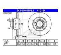 ATE 2x Disques de Frein Arrière 2450 Plein pour Audi 100 44 44Q C3 Quattro 85