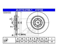 ATE 2x Disques de Frein Arrière 2500 Plein pour Alfa Romeo Gtv 116 75