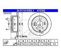 ATE 2x Disques de Frein Arrière 2620 Plein pour Kia Âme II Ps Td 24.0110-0362.1