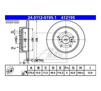ATE 2x Disques de Frein Arrière 2780 Plein pour Suzuki Kizashi Fr 24.0112-0195.1