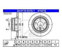ATE 2x Disques de Frein Arrière 2960 Plein pour BMW 1er E81 E87 3er E90 E92