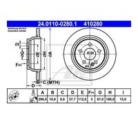 ATE 2x Disques de Frein Arrière 2960 Plein pour Mercedes-Benz Vito/Mixto Boîte