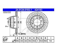 ATE 2x Disques de Frein Arrière 2990 Perforé/Intérieur pour Porsche 911 Targa