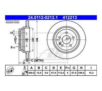 ATE 2x Disques de Frein Arrière Ø300 MM pour Mercedes-Benz Vito Boîte W447 114