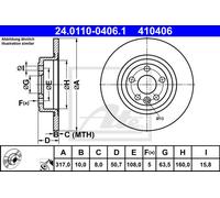 ATE 2x Disques de Frein Arrière Ø317 MM Plein pour Land Rover Range IV 2.2 D 4x4