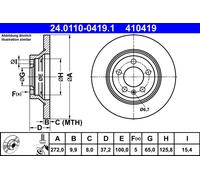 ATE 2x Disques Frein Arrière Plein Recouvert pour VW Polo Audi A1 Sportback AW1